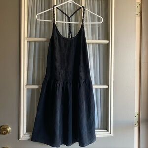 Banana Republic Silk Black Petite Dress with Braided Straps
